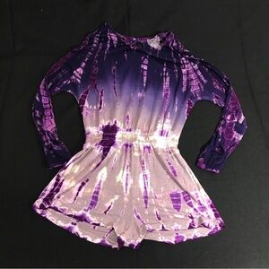 Mini Young Fabulous & Broke Purple Tie Dye Long sleeved  Romper size 6